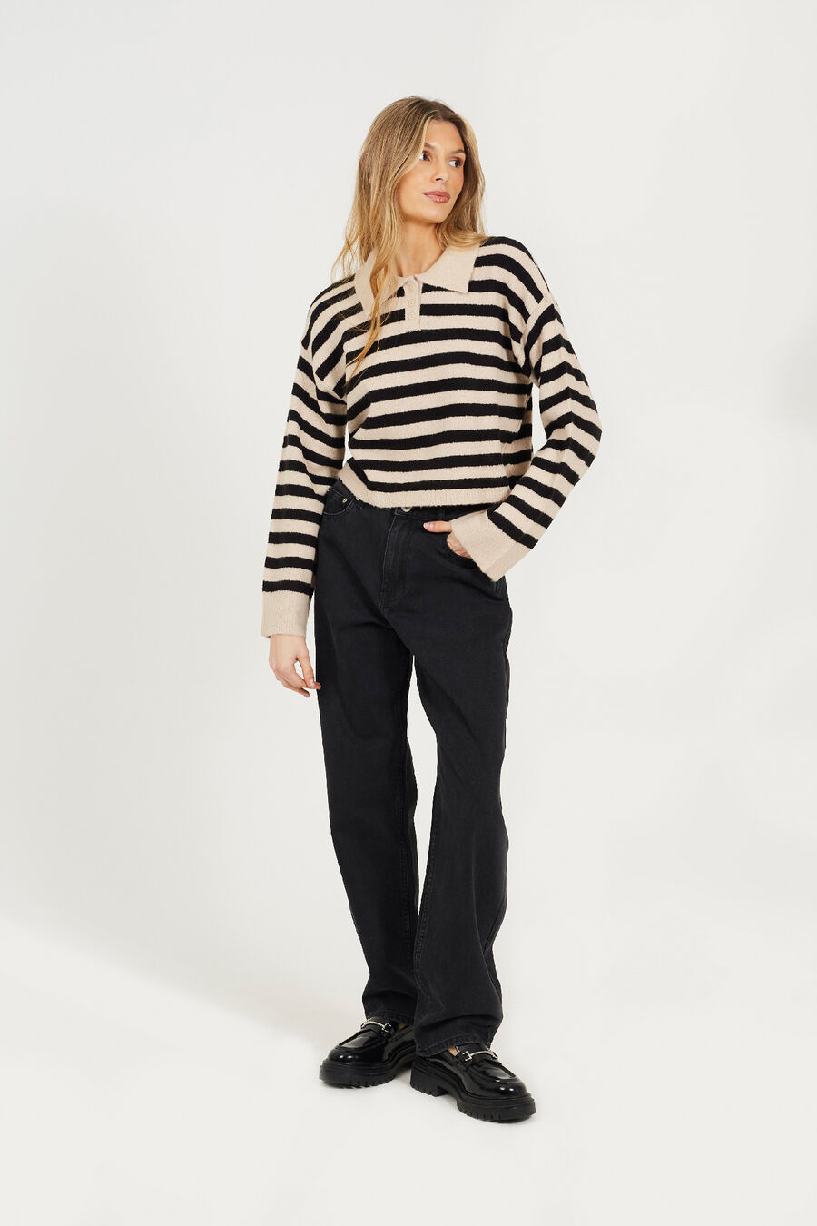 Jersey a rayas con cuello polo