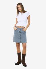Noisy May Denim short skirt with button detail blue
