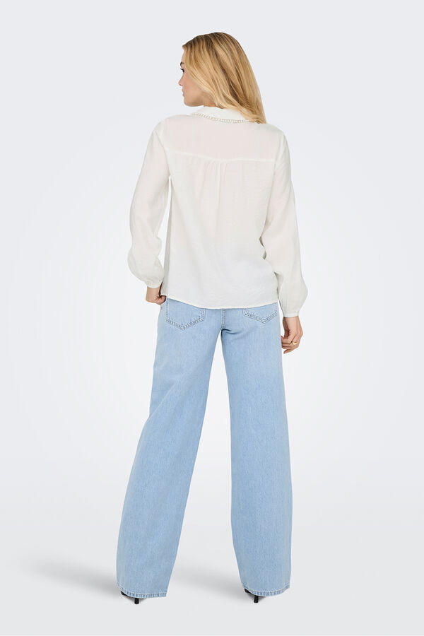 JDY Camisa manga larga lazo blanco