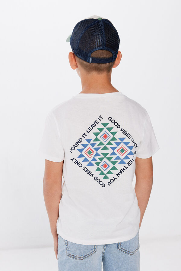 Springfield Boy's ethnic diamond print T-shirt ecru