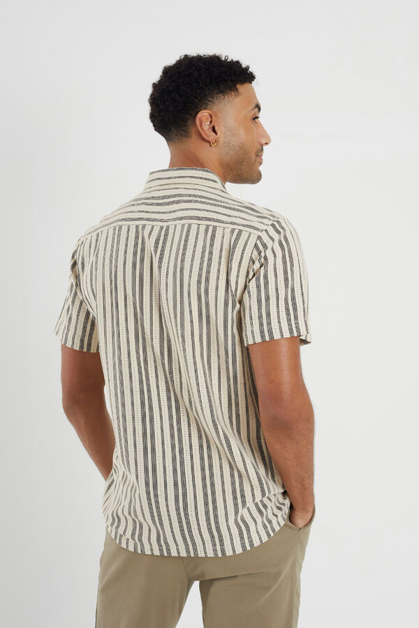 Brave Soul Camisa a rayas manga corta beige