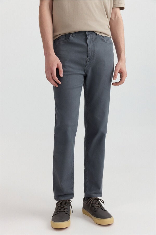 Springfield Washed slim fit 5-pocket trousers blue
