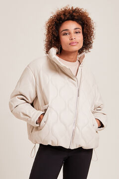 Springfield Quilted pleather jacket white