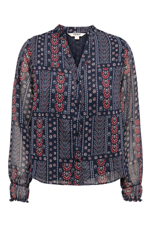 Only Lurex printed shirt blue
