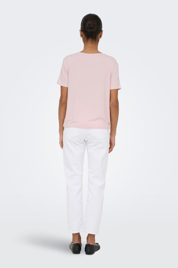 Only Kurzarm-Spitzen-T-Shirt Rosa