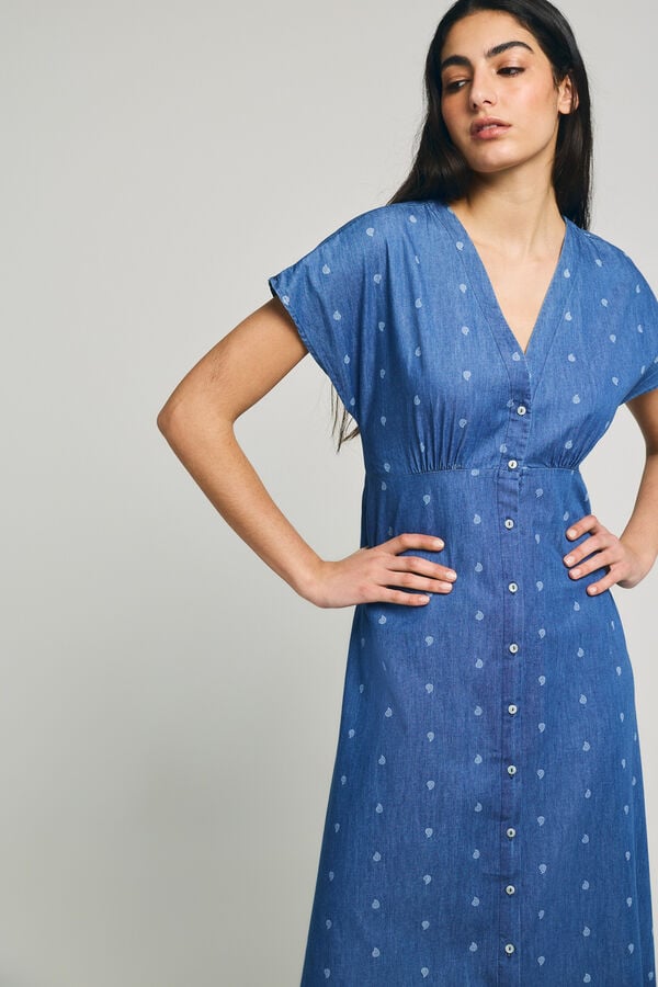 Only Vestido largo abotonado azul
