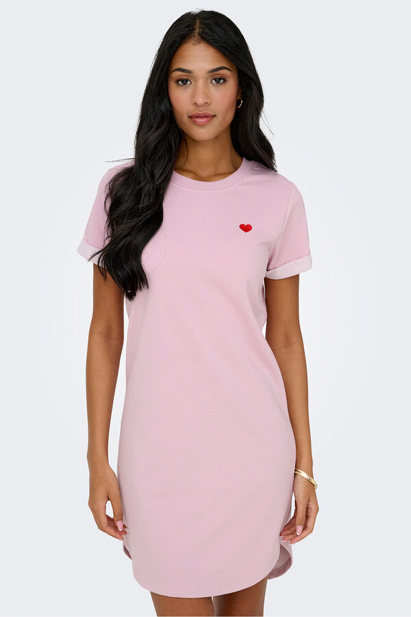 JDY Vestido corto detalle bordado morado/lila