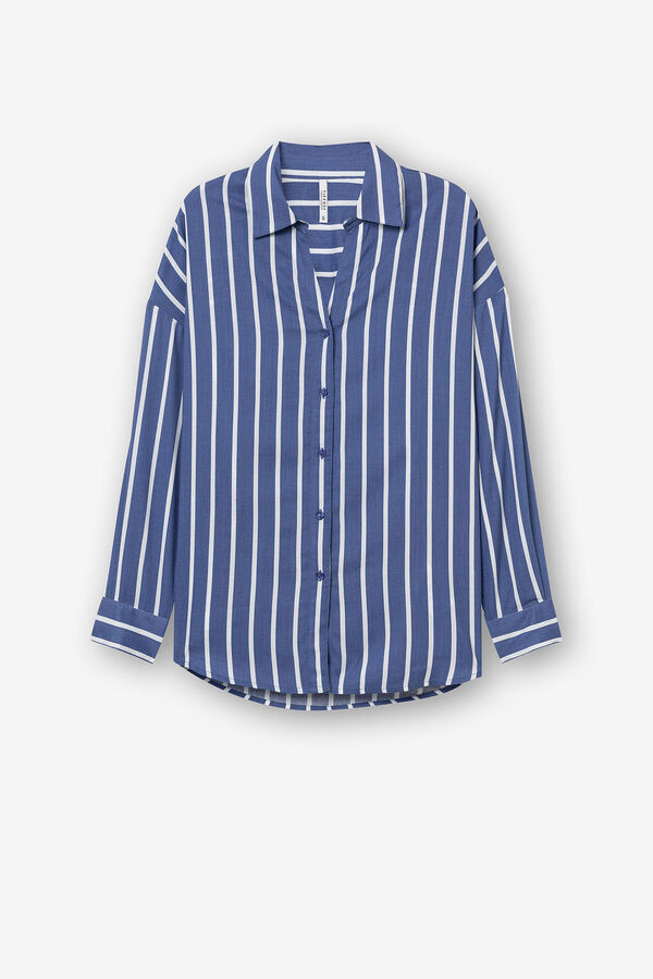Springfield Striped oversize shirt čeličnoplava