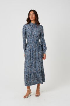 Brave Soul Vestido midi de gola alta azul