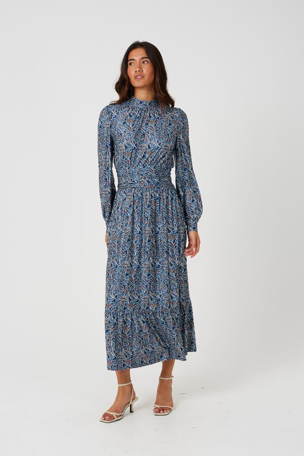 Brave Soul Vestido midi de gola alta azul
