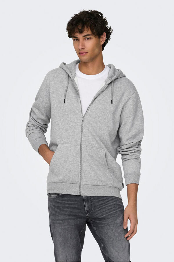 Only & Sons Sudadera con cremallera gris