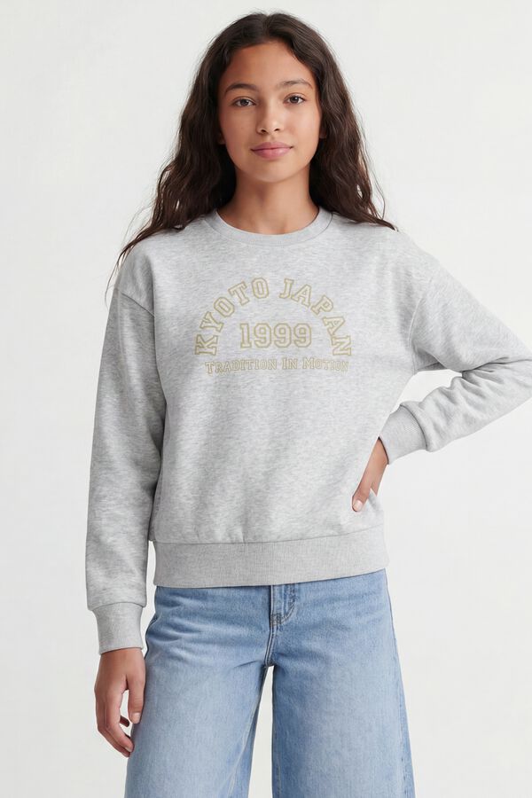 Jack & Jones Girl Print round neck sweatshirt grey