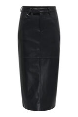 Only Vegan leather midi skirt Crna