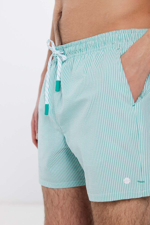 Springfield Striped print seersucker swim shorts blue