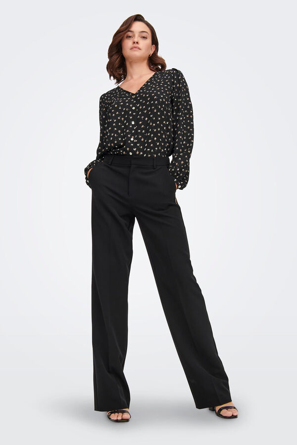 Springfield Long-sleeved blouse with buttons noir