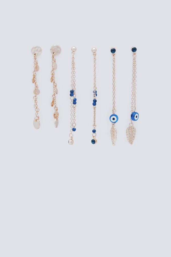 Springfield Pack of long boho earrings printed