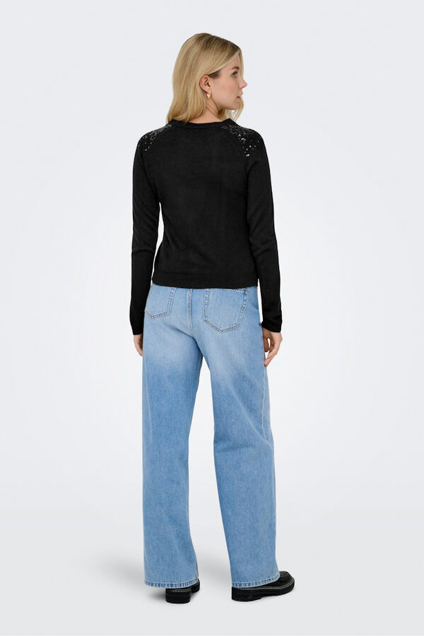 Only Jersey con lentejuelas negro