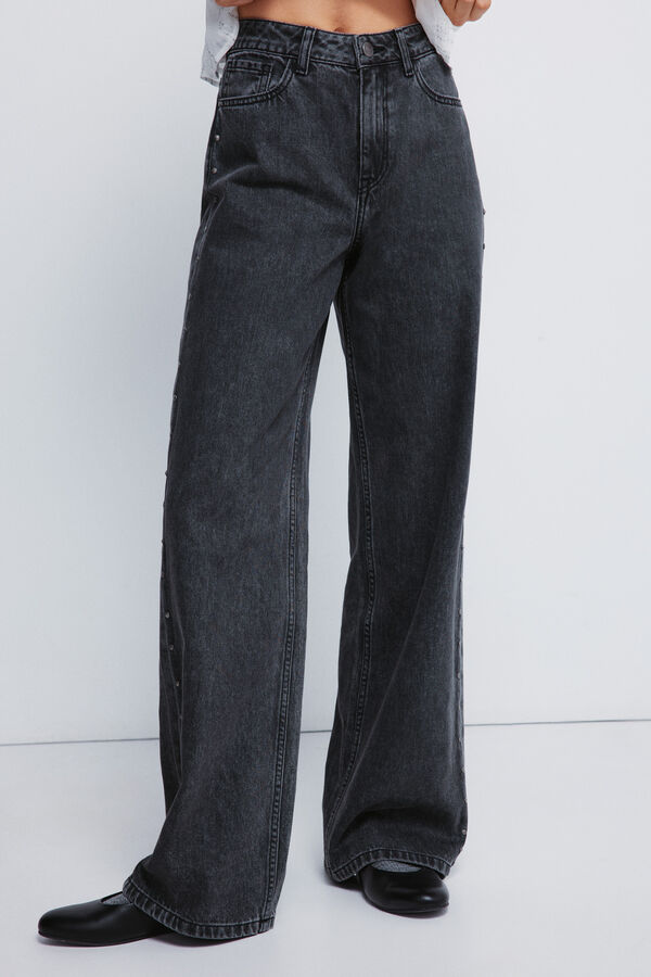 Springfield Wide-studded jeans  black