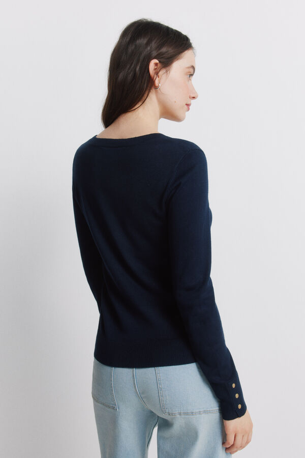 Springfield Fine jumper with button cuffs blue