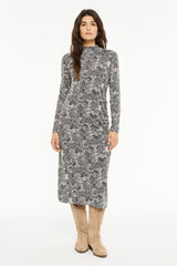 System Action Vestido largo estampado negro