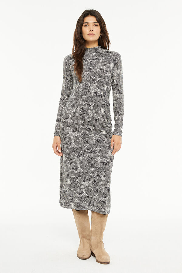 System Action Vestido largo estampado negro