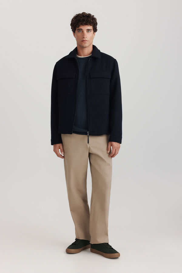Springfield Plain twisted funnel neck jumper blue