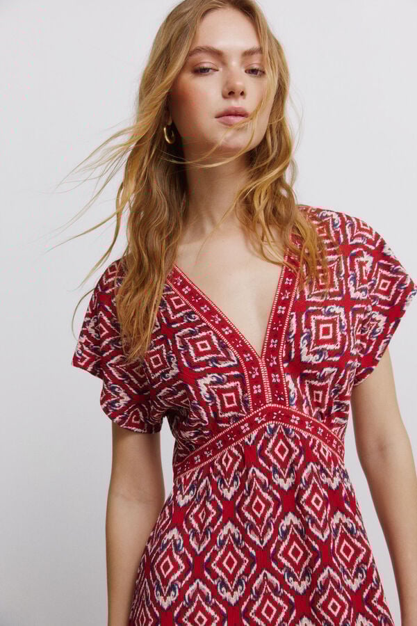 Springfield Border print dress red