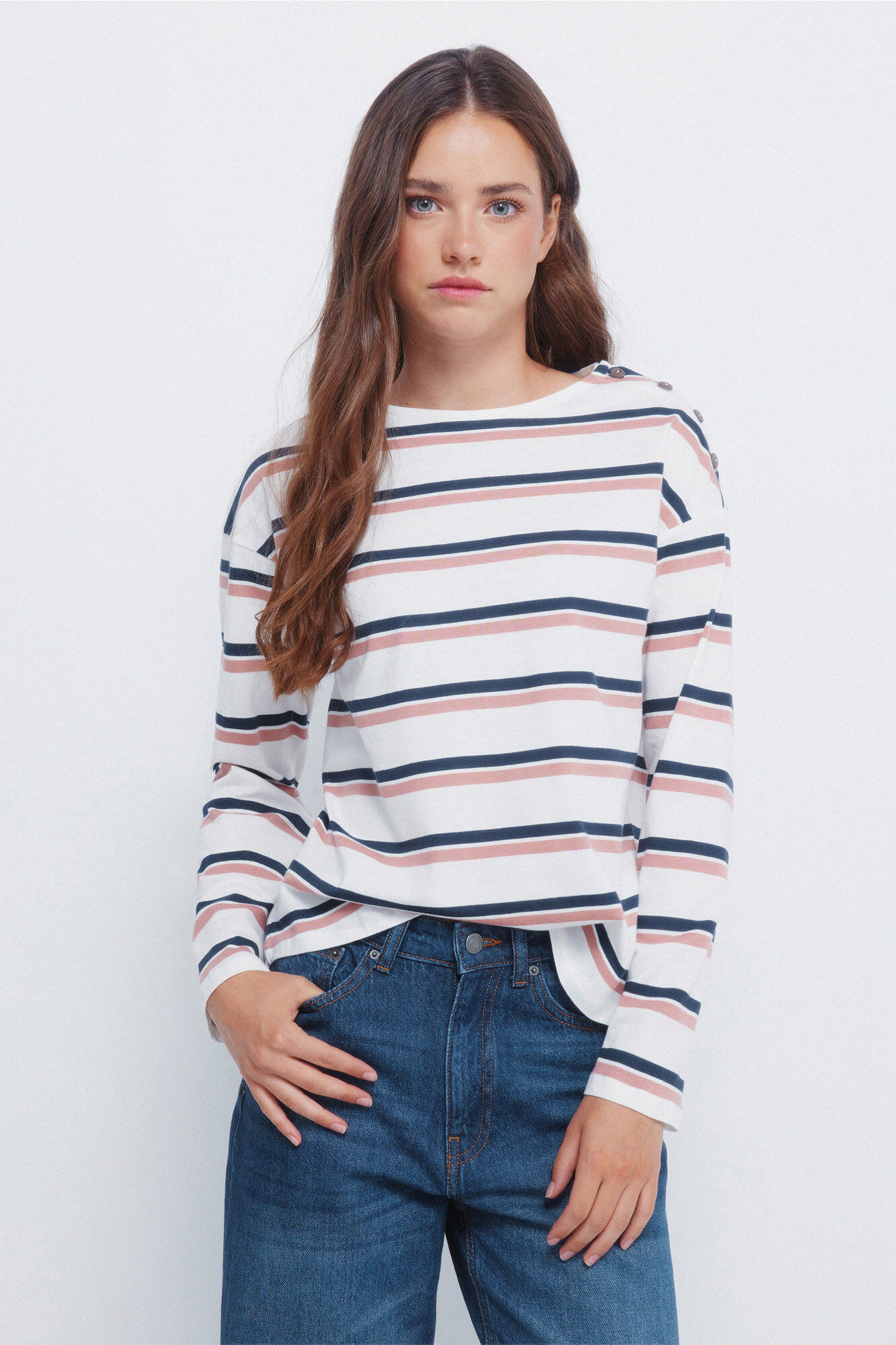 Springfield striped buttons -down shoulder shirt