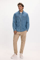 Only & Sons lang&auml;rmelig Jeanshemd Blau