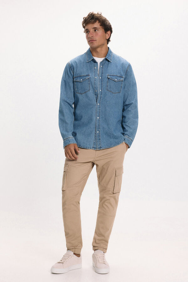 Only & Sons lang&auml;rmelig Jeanshemd Blau