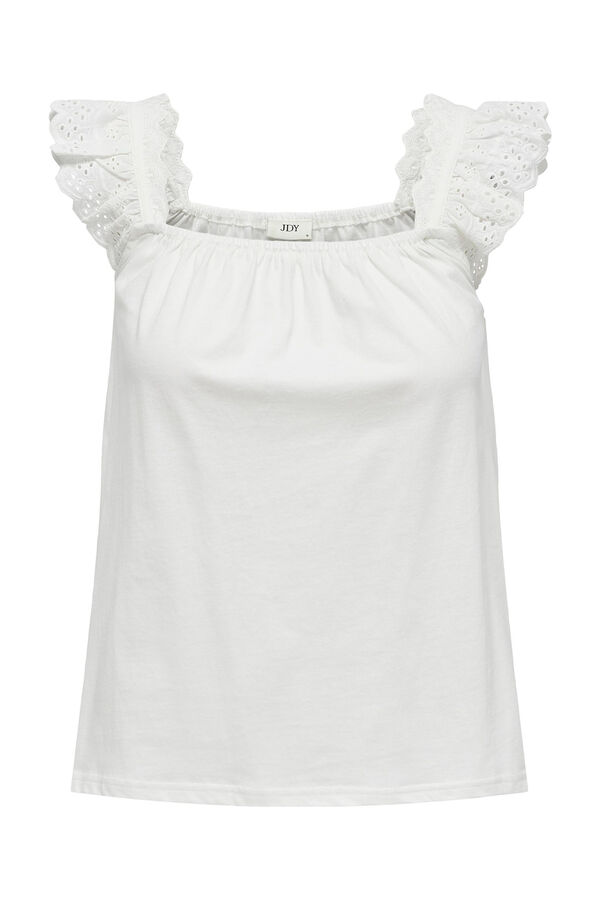 Springfield Crew neck top with ruffles white