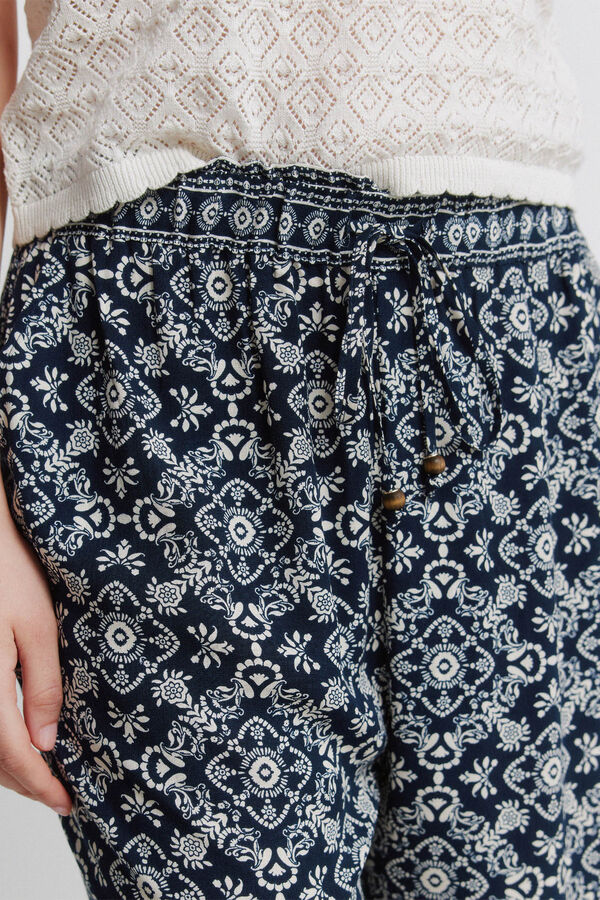 Springfield Printed fluid trousers green