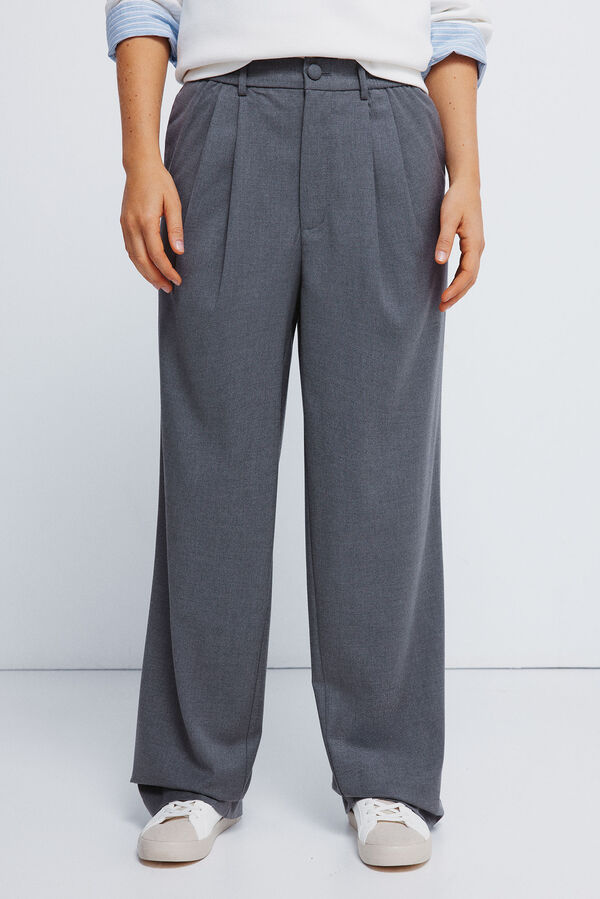 Springfield Trousers with elastic waistband grey