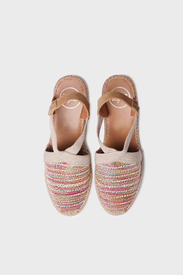 Toni Pons stockings wedge espadrille in multicoloured raffia printed