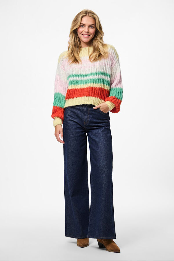 Pieces jersey-knit sweater colors printed