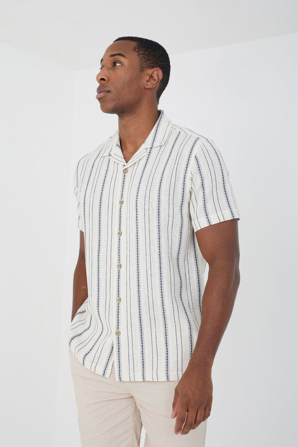 Brave Soul Camisa a rayas manga corta marfil