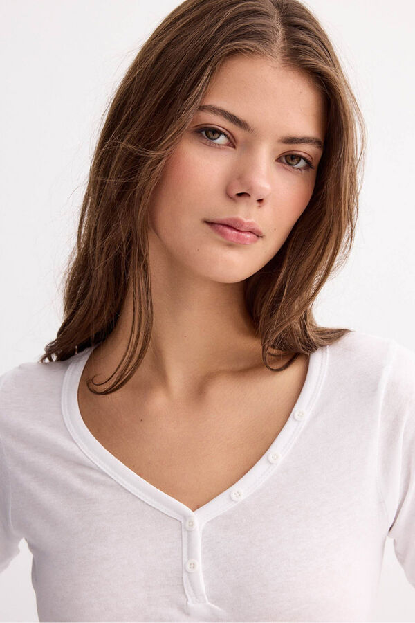 Inside T-shirt com gola padeiro branco