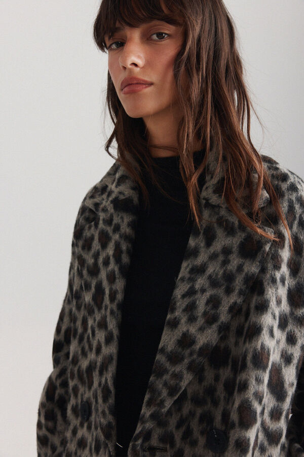 Springfield Sobretudo oversize com estampado animal cinzento