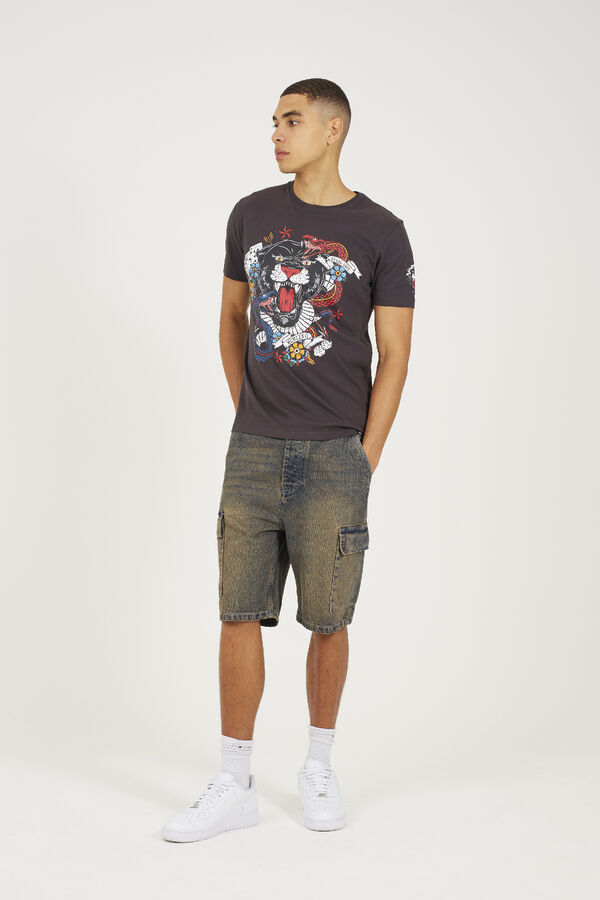Brave Soul Printed short sleeve T-shirt Siva