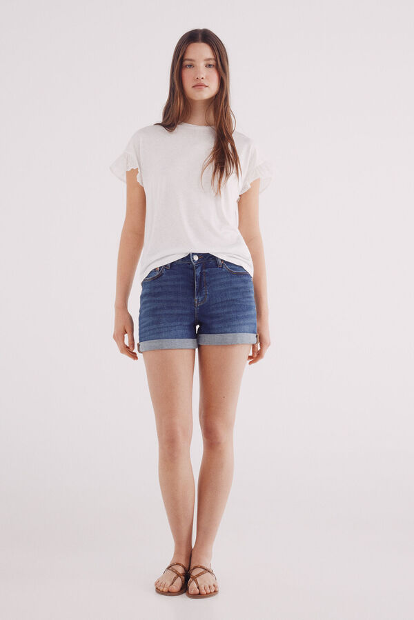 Springfield plumetis ruffle sleeve -shirt printed