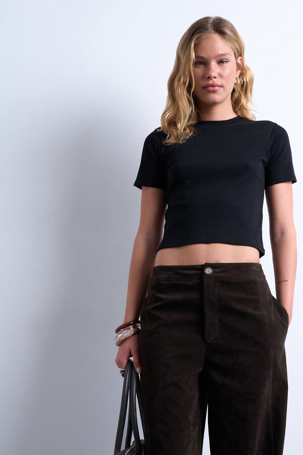 Topshop Basic short sleeve top Crna