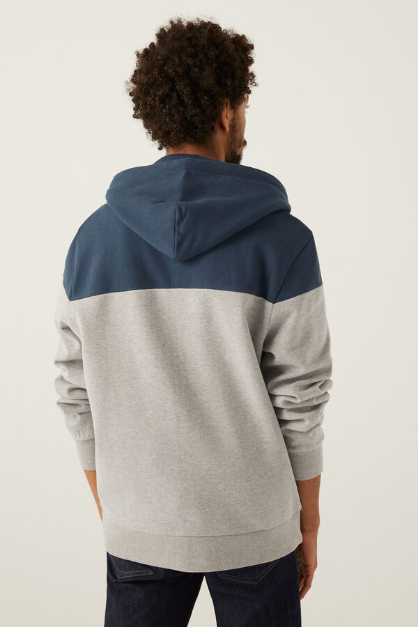 Springfield Colour block zip-up hooded sweatshirt  Siva
