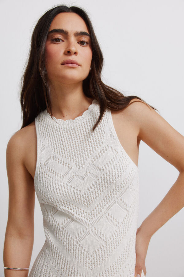Springfield Vestido midi pointelle blanco