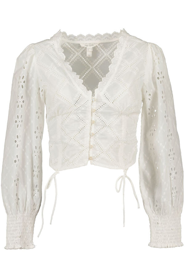 Springfield Short Swiss embroidery blouse white