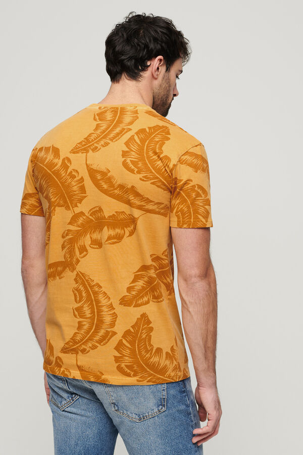 Springfield T-Shirt mit stark gefärbtem Vintage-Print gelb