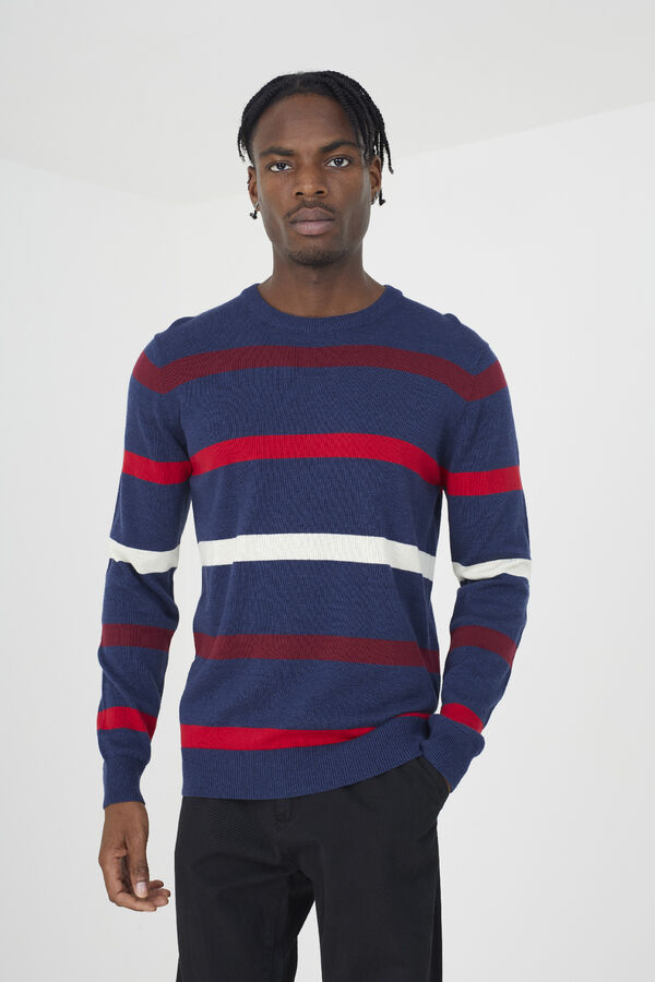 Brave Soul Camisola de malha &agrave;s riscas azul