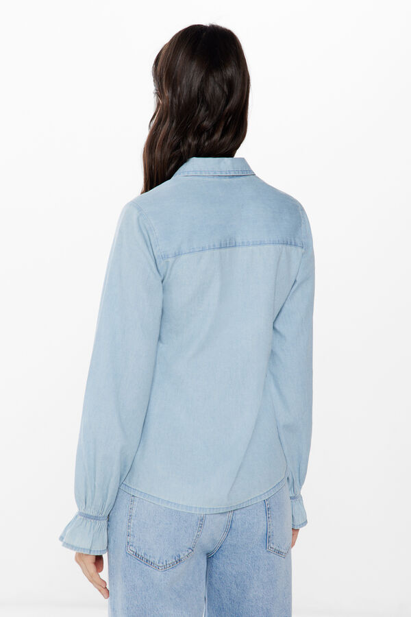 Springfield Denim mini-ruffle blouse blue