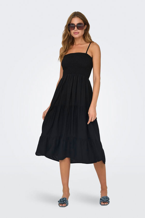 Only Vestido midi tirantes negro