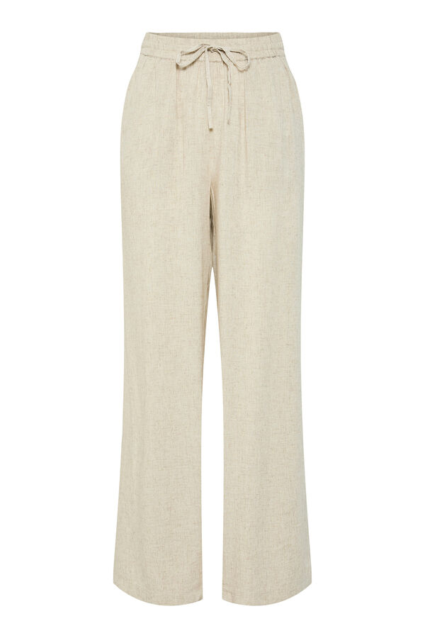 Pieces Pantal&oacute;n de lino beige
