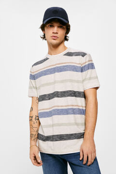 Springfield Multi-stripe jersey-knit T-shirt bluish